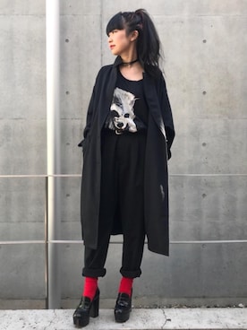 「hystericglamour」｜「アイテム（チェスターコート）」を使った、fukuchanさん（レディース・154cm）の春コーディネート