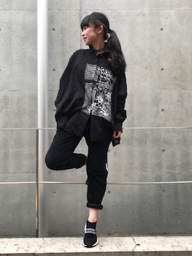 「ロック」｜「アイテム（つなぎ/オールインワン）」を使った、fukuchanさん（レディース・154cm）の夏コーディネート