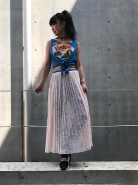 「マキシ」｜「アイテム（キャミソール）」を使った、fukuchanさん（レディース・154cm）の夏コーディネート