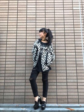 「チェッカーフラッグ祭り」｜fukuchanさん（レディース・154cm）の秋コーディネート