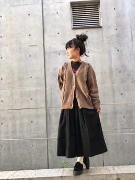 「キュロット」｜「アイテム（アナログ腕時計）」を使った、fukuchanさん（レディース・154cm）の秋コーディネート
