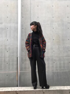 「タートル」｜「アイテム（スラックス）」を使った、fukuchanさん（レディース・154cm）の冬コーディネート
