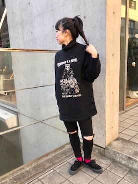 「タートル」｜「アイテム（スウェット）」を使った、fukuchanさん（レディース・154cm）の冬コーディネート