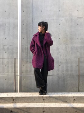 「タートル」｜「アイテム（チェスターコート）」を使った、fukuchanさん（レディース・154cm）の冬コーディネート