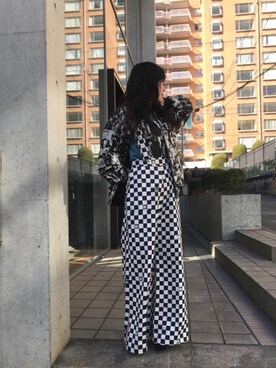 「コラボレーション」｜「アイテム（サロペット/オーバーオール）」を使った、fukuchanさん（レディース・154cm）の冬コーディネート