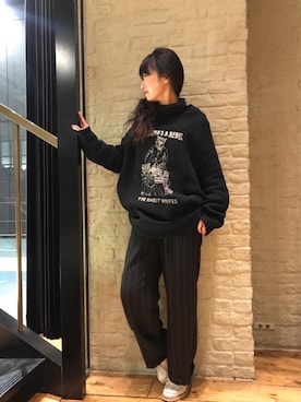 「タートル」｜「アイテム（スラックス）」を使った、fukuchanさん（レディース・154cm）の冬コーディネート