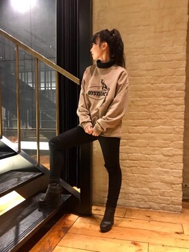 「タートル」｜「アイテム（スウェット）」を使った、fukuchanさん（レディース・154cm）の冬コーディネート
