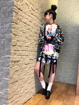 「タイダイ」｜「アイテム（ブルゾン）」を使った、fukuchanさん（レディース・154cm）の冬コーディネート