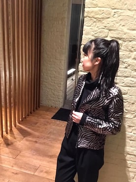 「アイテム（ライダースジャケット、シルバー系）」を使った、fukuchanさん（レディース・154cm）の冬コーディネート
