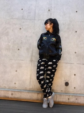 「スエット」｜「アイテム（ブルゾン）」を使った、fukuchanさん（レディース・154cm）の冬コーディネート