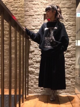 fukuchanさんの「CHUNKY HEEL SKINNY PYTHONショートブーツ」を使ったコーディネート