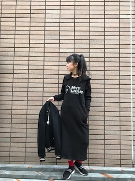 「パーカーワンピ」｜fukuchanさん（レディース・154cm）の冬コーディネート