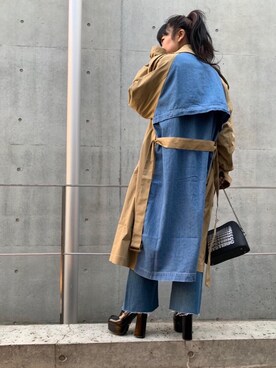 「ジージャン」｜「アイテム（トレンチコート）」を使った、fukuchanさん（レディース・154cm）の春コーディネート