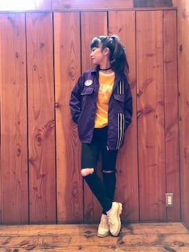 「雨」｜「アイテム（ブルゾン）」を使った、fukuchanさん（レディース・154cm）の春コーディネート