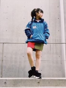 「雨」｜「アイテム（ナイロンジャケット）」を使った、fukuchanさん（レディース・154cm）の春コーディネート