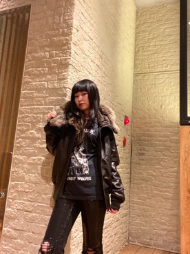「スパンコール」｜「アイテム（ブルゾン）」を使った、fukuchanさん（レディース・154cm）の秋コーディネート