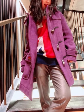 「アイテム（ダッフルコート、パープル系）」を使った、fukuchanさん（レディース・154cm）の秋コーディネート