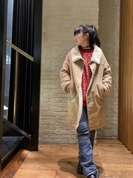「HYSTERIC GLAMOUR（ヒステリックグラマー）のアイテム（ステンカラーコート）」を使った、fukuchanさん（レディース・154cm）の冬コーディネート