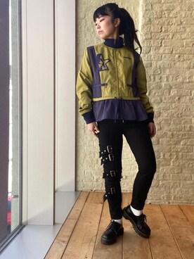 「パンクコーデ」｜「アイテム（ナイロンジャケット）」を使った、fukuchanさん（レディース・154cm）の冬コーディネート