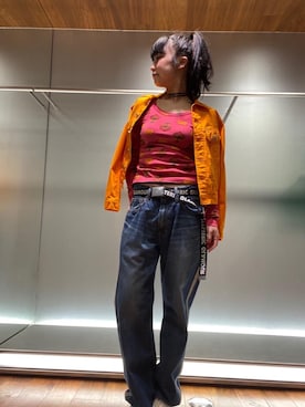 「ジージャン」｜「アイテム（その他アウター）」を使った、fukuchanさん（レディース・154cm）の春コーディネート