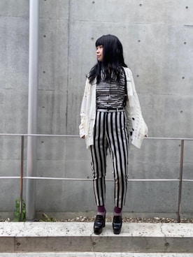 「ロックコーデ」｜「アイテム（スラックス）」を使った、fukuchanさん（レディース・154cm）の夏コーディネート