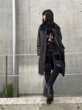 「コラボレーション」｜「アイテム（ライダースジャケット）」を使った、fukuchanさん（レディース・154cm）の秋コーディネート