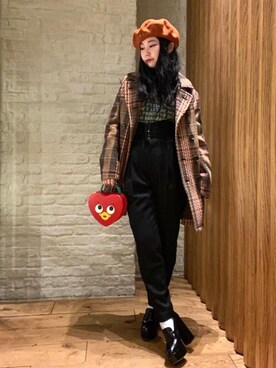 「レトロ」｜「アイテム（ピーコート）」を使った、fukuchanさん（レディース・154cm）の秋コーディネート