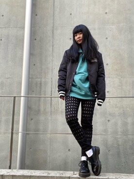 「コラボレーション」｜「アイテム（ブルゾン）」を使った、fukuchanさん（レディース・154cm）の冬コーディネート