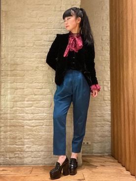 「長袖シャツ」｜「アイテム（その他アウター）」を使った、fukuchanさん（レディース・154cm）の冬コーディネート