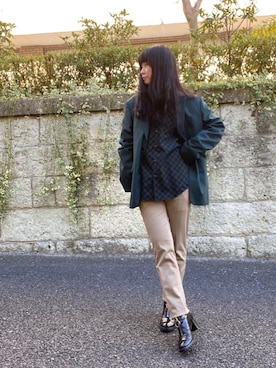 「仕事着」｜「アイテム（その他アウター）」を使った、fukuchanさん（レディース・154cm）の冬コーディネート