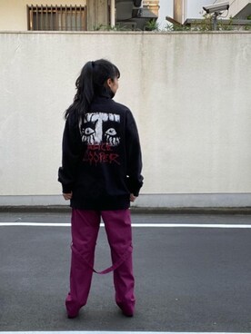 「ロックコーデ」｜「アイテム（スウェット）」を使った、fukuchanさん（レディース・154cm）の冬コーディネート