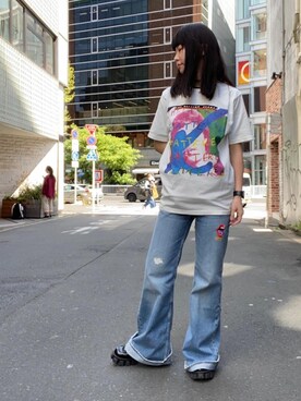 「ロックコーデ」｜「アイテム（その他シューズ）」を使った、fukuchanさん（レディース・154cm）の春コーディネート