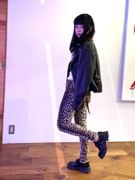 「ロックコーデ」｜「アイテム（ライダースジャケット）」を使った、fukuchanさん（レディース・154cm）の秋コーディネート