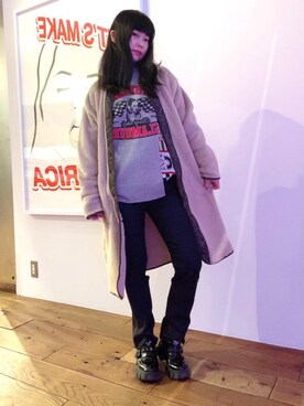 「らふこーで」｜「アイテム（ノーカラーコート）」を使った、fukuchanさん（レディース・154cm）の秋コーディネート