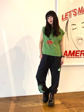 hysteric オリーブ ナイロン ワークパンツ 4ポケット ノートン NORTON ロゴ総刺繍 ストレッチ 変型ポケット
