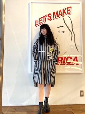「らふこーで」｜「アイテム（シャツワンピース）」を使った、fukuchanさん（レディース・154cm）の春コーディネート