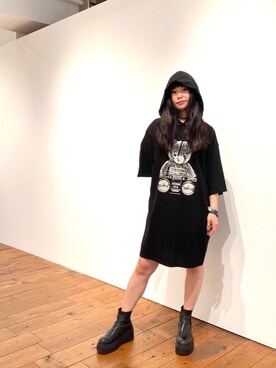 「ﾋﾞｯｸﾞｼﾙｴｯﾄ」｜「アイテム（ワンピース/ドレス）」を使った、fukuchanさん（レディース・154cm）の夏コーディネート
