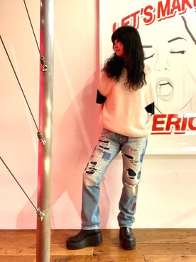 「ﾋﾞｯｸﾞｼﾙｴｯﾄ」｜「アイテム（パンツ）」を使った、fukuchanさん（レディース・154cm）の夏コーディネート