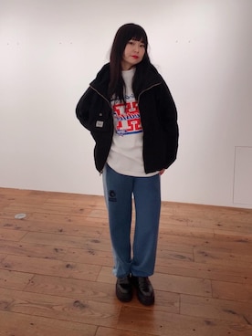 「長袖シャツ」｜「アイテム（ジャケット/アウター）」を使った、fukuchanさん（レディース・154cm）の秋コーディネート