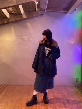 「ロンt」｜「アイテム（ジャケット/アウター）」を使った、fukuchanさん（レディース・154cm）の冬コーディネート