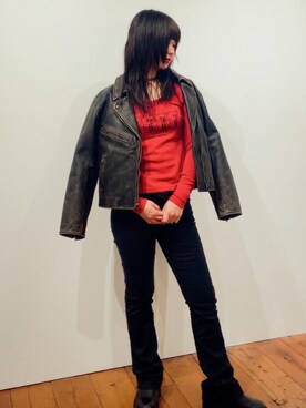 「ロンt」｜「アイテム（ジャケット/アウター）」を使った、fukuchanさん（レディース・154cm）の冬コーディネート