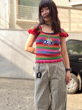 DOPEワッペン手編 プルオーバーを使った人気ファッション