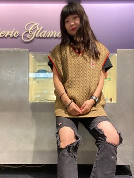 VIXEN GIRLワッペン オーバーサイズベストを使った人気ファッション
