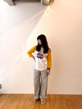 「ワイドパンツ 」｜「アイテム（サンダル）」を使った、fukuchanさん（レディース・154cm）の秋コーディネート