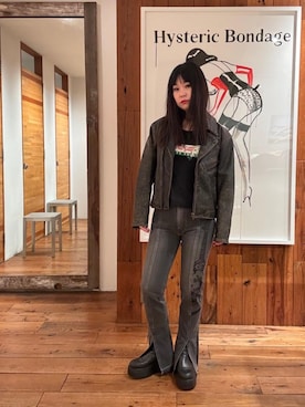 「でにむ」｜「アイテム（ライダースジャケット）」を使った、fukuchanさん（レディース・154cm）の冬コーディネート
