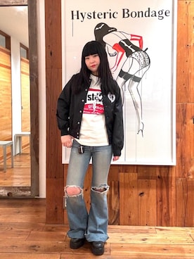 「でにむ」｜「アイテム（スタジャン）」を使った、fukuchanさん（レディース・154cm）の冬コーディネート