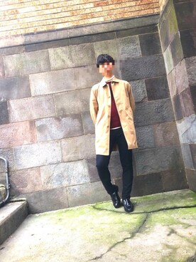 「寒い」｜「アイテム（ステンカラーコート）」を使った、澤田 健さん（メンズ・174cm）の秋コーディネート