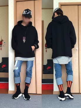 「MARCELO BURLON（マルセロ・バーロン）のアイテム（アクセサリー）」を使った、ユダイさん（メンズ・173cm）の秋コーディネート