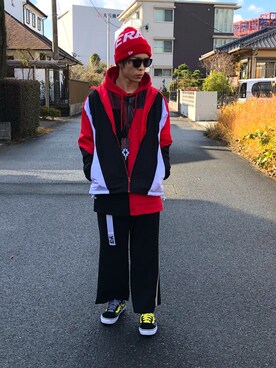 「MARCELO BURLON（マルセロ・バーロン）のアイテム（アクセサリー）」を使った、ユダイさん（メンズ・173cm）の冬コーディネート
