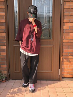 「MARCELO BURLON（マルセロ・バーロン）のアイテム（アクセサリー）」を使った、ユダイさん（メンズ・173cm）の春コーディネート